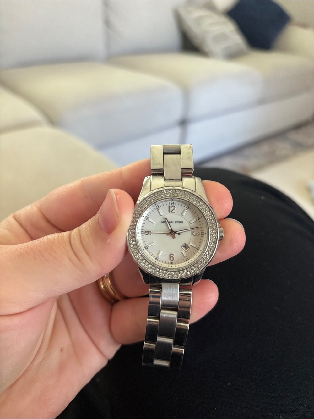 Michael Kors Silver Crystal Accent Stainless Steel Bracelet Watch